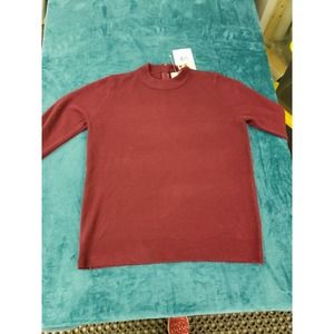 Carolyn Taylor Womens Red Long Sleeve Pullover Sweater Size Medium Cotton NWT